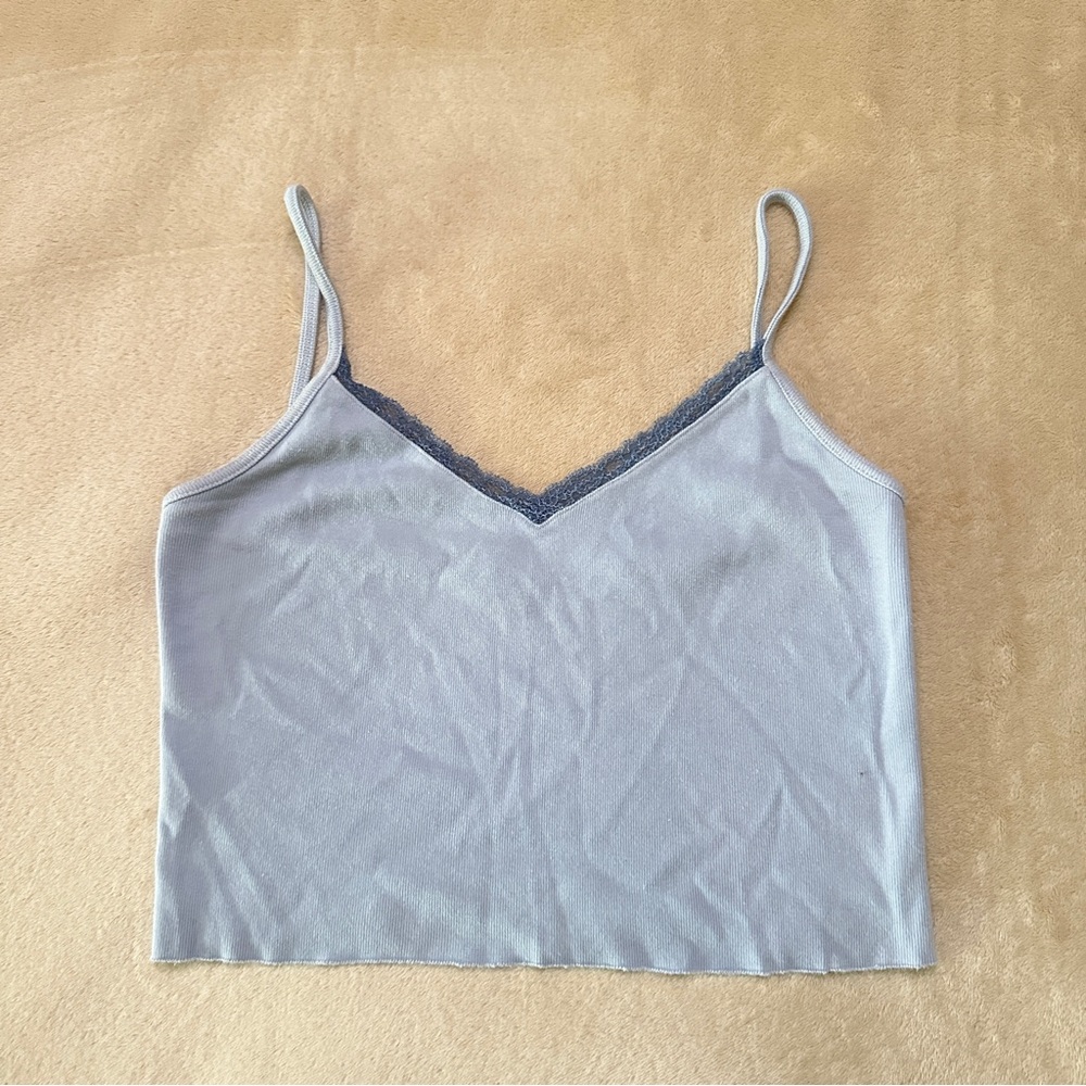 Brandy Melville Baby Blue Lace Trim Tank
